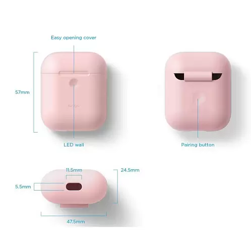 Чехол Elago Silicone wireless сase для AirPods, силикон, розовый