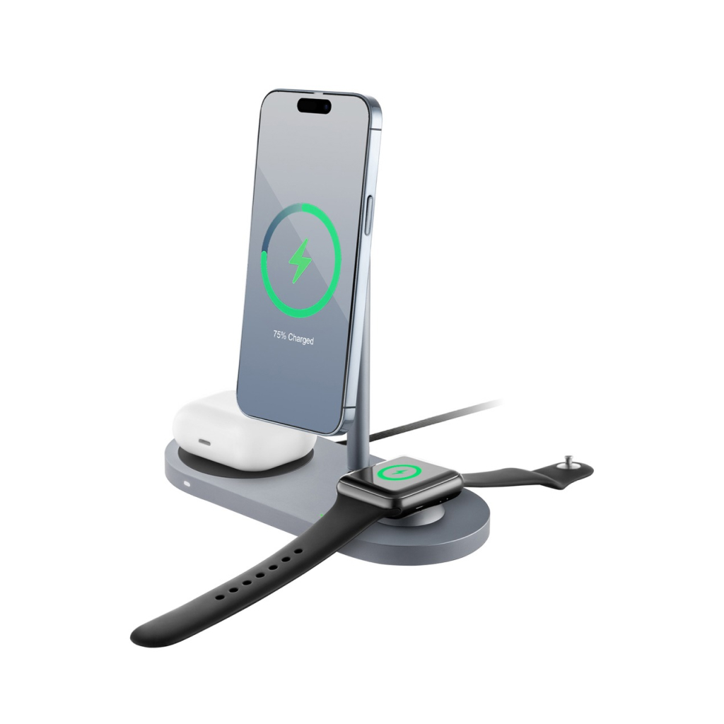 Купить Беспроводное зарядное устройство uBear Stage Pro 3in1 Magnetic  wireless charger, серый в Новороссийске в сети магазинов iShop