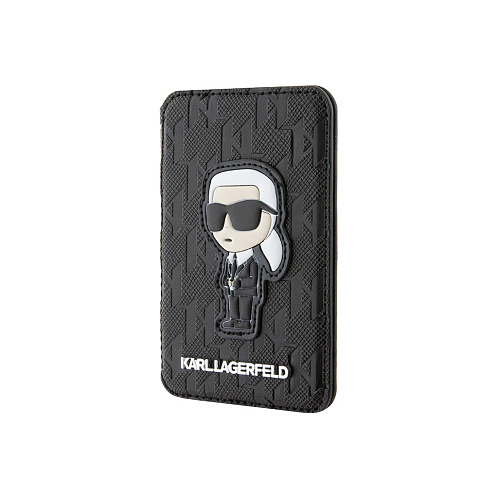 Чехол-бумажник Lagerfeld Wallet MagSafe Cardslot Stand Saffiano Monogram NFT Karl, черный