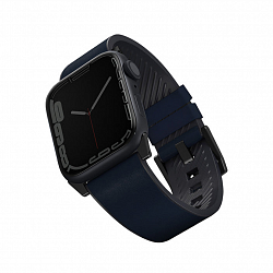 Ремешок Uniq Straden Waterproof для Apple Watch 49/45/44/42 mm, кожа/силикон, синий