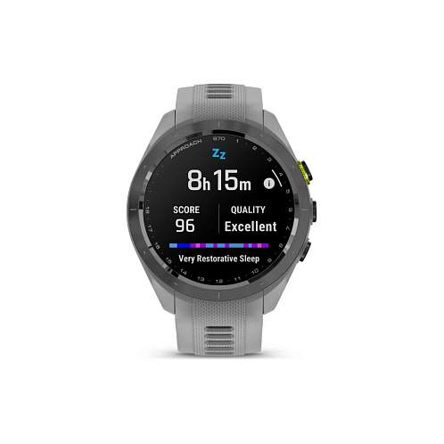 Умные часы Garmin Approach S70 (42 мм), черный керамический безель, ремешок - серый