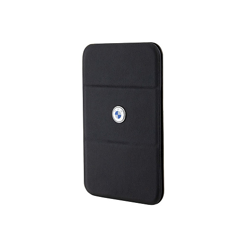 Чехол-бумажник BMW Wallet MagSafe Cardslot Stand Signature Leather with metal logo, черный