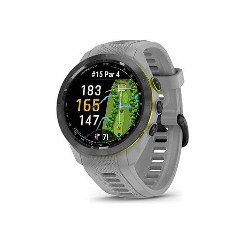 Умные часы Garmin Approach S70 (42 мм), черный керамический безель, ремешок - серый