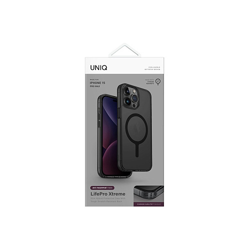 Чехол Uniq для iPhone 15 Pro Max Lifepro Xtreme AF, MagSafe, темно-серый